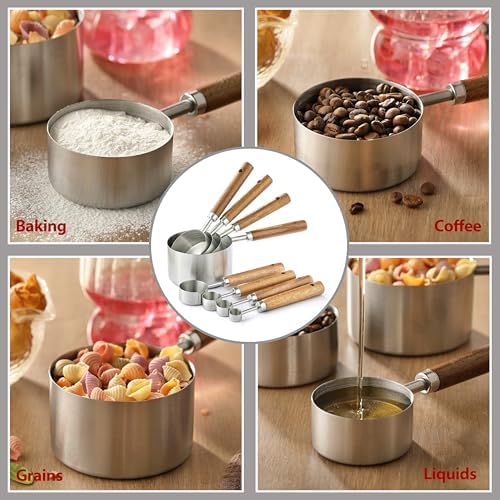 Stainless Steel Metal Measuring Cups and Spoons Set, 8 Pack - Image 4