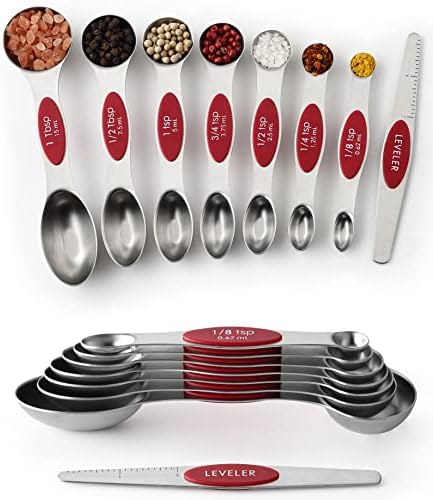 Spring Chef Stainless Steel 8 Magnetic Measuring Spoons Set, 2 Pack by SpringChef
