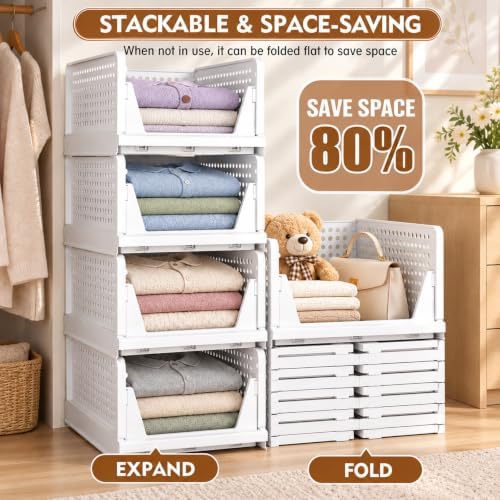 Upgraded Closet Organizers and Storage, Stackable Closet Organizer Basket - Image 4