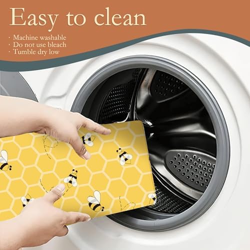 Yellow Bees Dish Drying Rack Mats Decor, Honey Honeycombs Dish Pad Drying Mat - Image 5