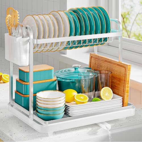 Sakugi Dish Drying Rack 2-Tier 15x11.4x15 Silver Double Rod by Sakugi