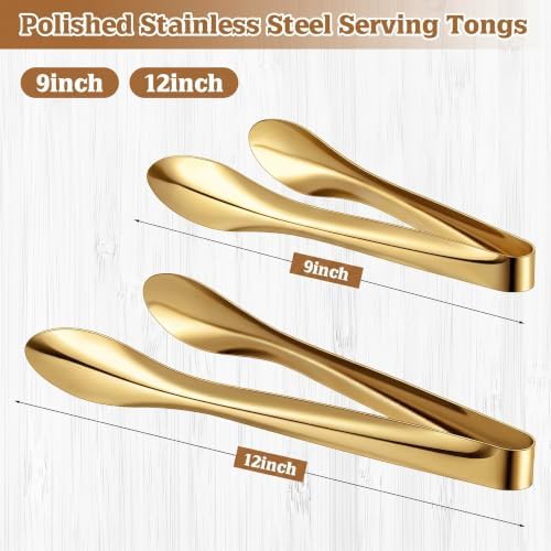 2 Pack Gold Polished Serving Tongs 9 Inch, 12 Inch - Image 3