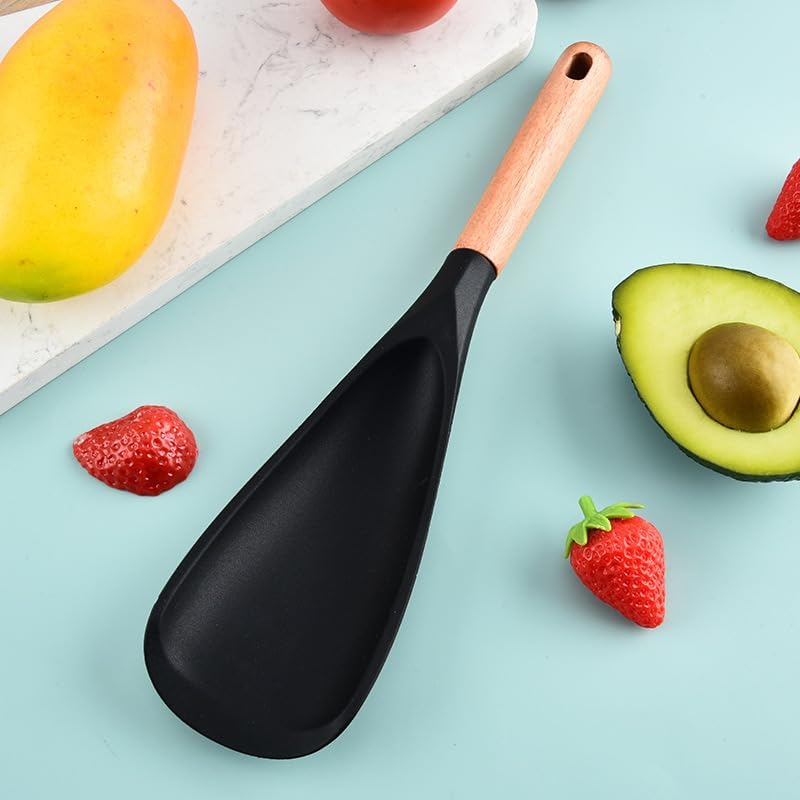 2 Pcs Wooden Handle Silicone Cooking Spoon Set - Image 5