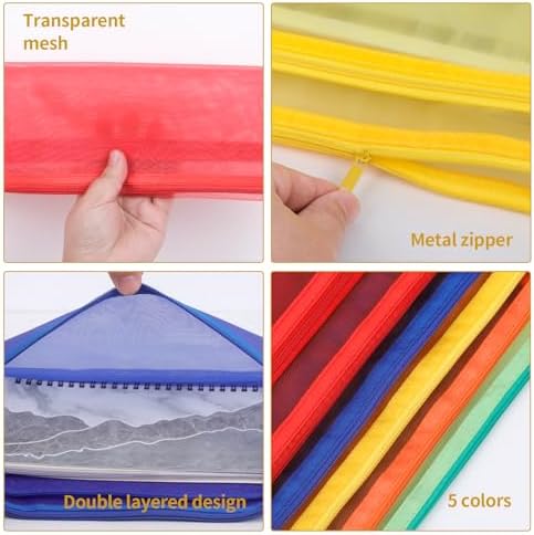 10 Pack 5 Color Mesh Zipper Pouch Bags - Image 6