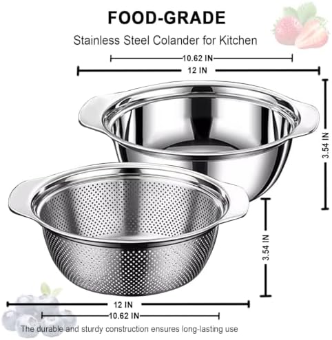 Stainless Steel Colander, 3.5 QT Metal Strainer - Image 3