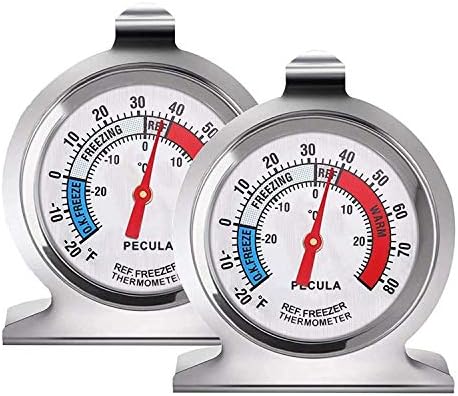 2 Pack Refrigerator Thermometer, 30-30°C/20-80°F, Classic Fridge Thermometer by PECULA