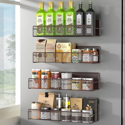 DTUQYX Magnetic Spice Rack for Refrigerator, 4 Pack 100% Metal Strong Magnet by DTUQYX