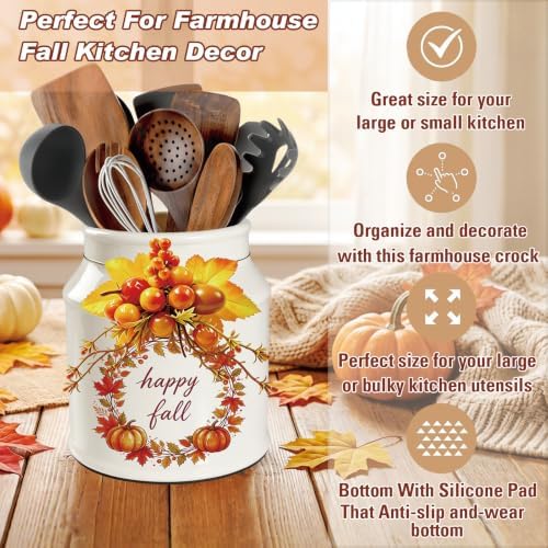 Fall Kitchen Decor, Fall Ceramics Utensil Holder - Image 3