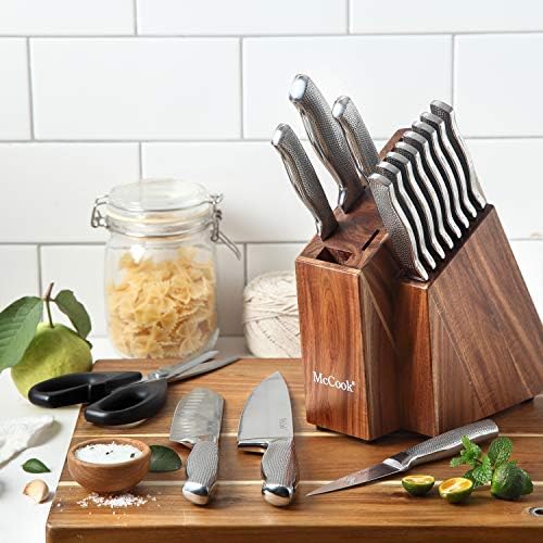 McCook Knife Set Sharp Kitchen Knife Block Set w Built-in Sharpener - Image 4