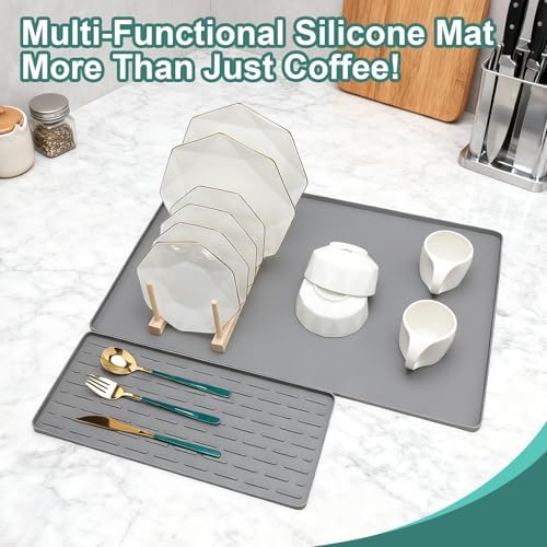 Silicone Coffee Mat 24 x 16 in Combination, Classic Gray - Image 2