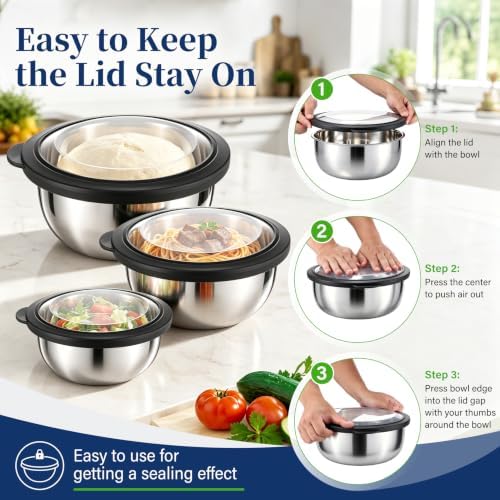 P&P CHEF Mixing Bowls with Lids Set of 3 - Image 7