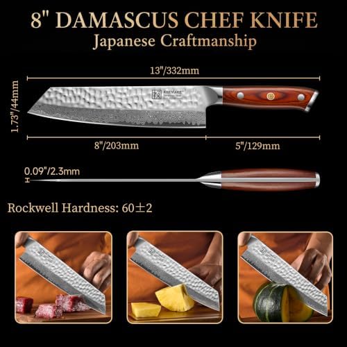 8 Inch Damascus Chef Knife, Japanese Kitchen Knife - Image 5