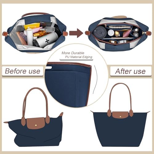 Felt Purse Organizer Insert for Longchamp Le Pliage M Bag Handbag Leather edge - Image 3