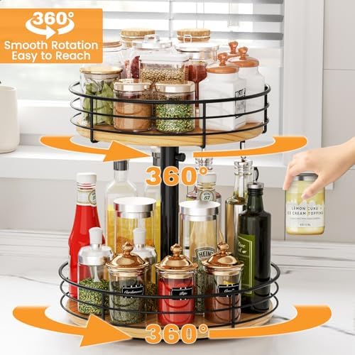 2 Tier Lazy Susan Spice Rack Organizer, Rotating Turntable - Image 2