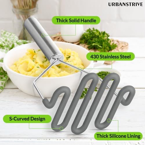 Urbanstrive Non-Scratch Silicone Potato Masher Kitchen Tool, Potatoes Masher - Image 3