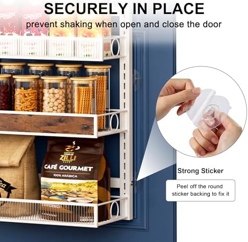 6 Tier Pantry Door Organizer Spice Rack, 2-IN-1 Wall Mount or Hanging Over Door - Image 4