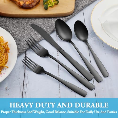 30 Pcs Black Silverware Set, Stainless Steel Flatware Set Service - Image 7