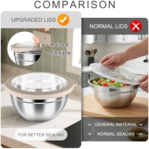 HaWare Mixing Bowls with Clear Airtight Lids, Stainless Steel Nesting Bowls - Image 4