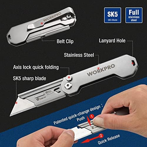 WORKPRO 3-Pack Folding Utility Knife - Image 4