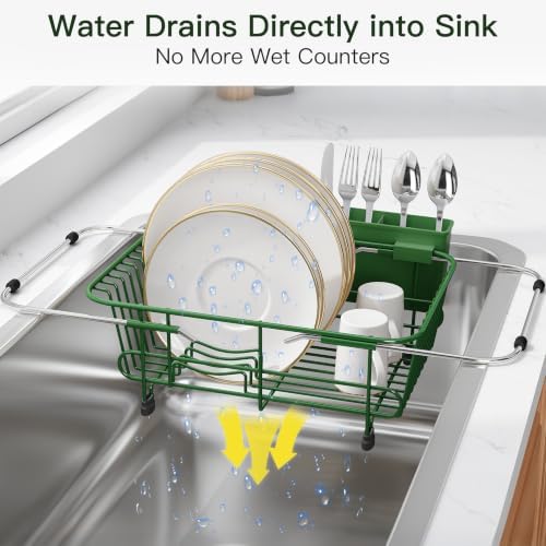JASIWAY Green Dish Drying Rack in Sink - Image 6