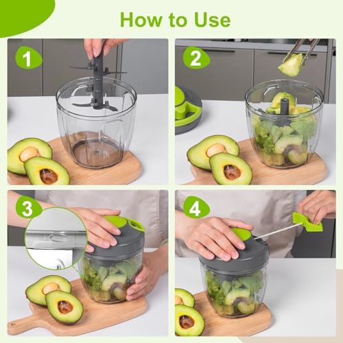Manual Food Processor & Vegetable Chopper, Hand Pull String Garlic Mincer Onion - Image 2