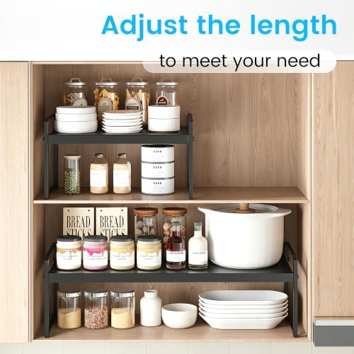 Cawukege 2 Pack Expandable Cabinet Organizer Shelf, Metal Countertop Storage - Image 7