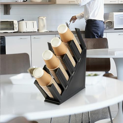 CURTA Paper Cup and Lid Holder, Disposable Paper Cup Dispenser 4 Compartment - Image 6