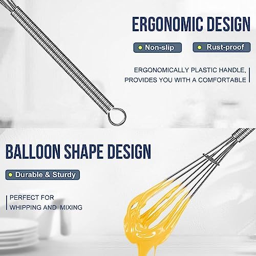 Eddeas Small Whisk Stainless Steel, Mini wire whisk 3 Pieces, 6in & 7in Tiny - Image 6