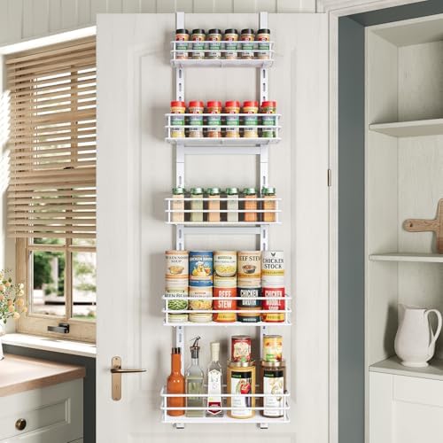 5-Tier Narrow Pantry Door Organizer, Over the Door Pantry Organizer by Purdaz