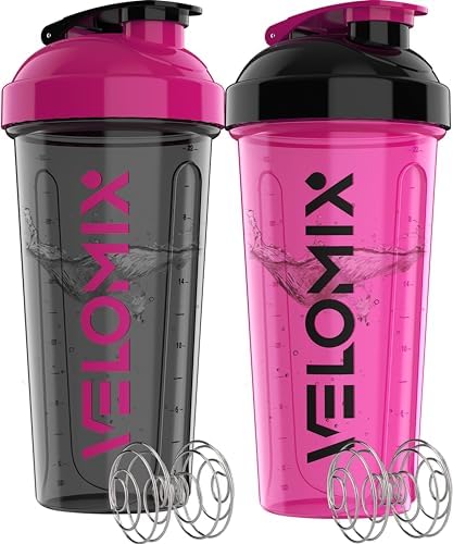 VELOMIX 2 Pack 28oz Protein Shaker Bottle by VELOMIX