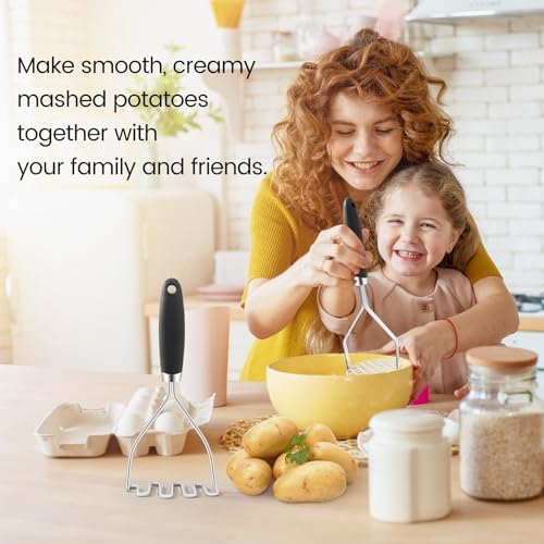 2Pcs Potato Masher Set with Silicone Handle, Premium Stainless Steel Potato - Image 7