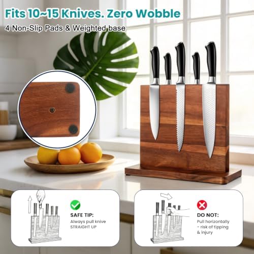 Magnetic Knife Block Wooden Knife Holder Rack - Image 5