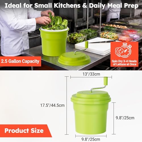 Commercial Salad Spinner, 2.5 Gallon Heavy Duty Vegetable Dryer - Image 2