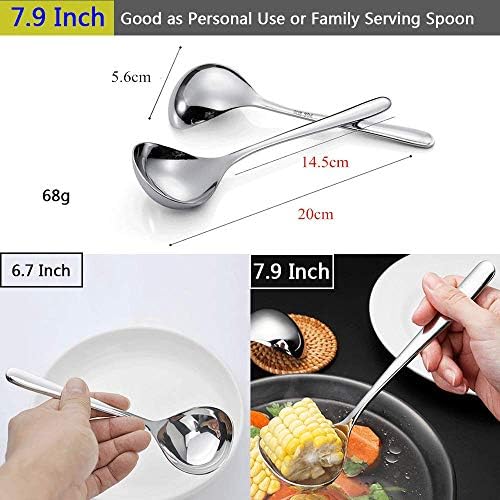 18/8 Stainless Steel Deep Pho Noodle Spoons Big Soup Spoon Large Serving Spoon - Image 6