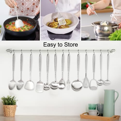 304 Stainless Steel Cooking Utensils Set, Metal Kitchen Utensils Set Include - Image 5