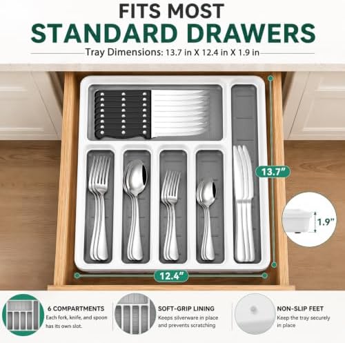 49-Piece Silverware Set with Organizer, Stainless Steel Flatware Utensils Set - Image 3