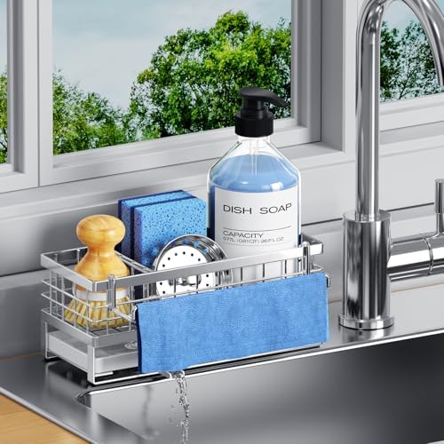 Metal Kitchen Sink Sponge Holder, Countertop Sink Caddy by DYFVRENKITCHENLIFE