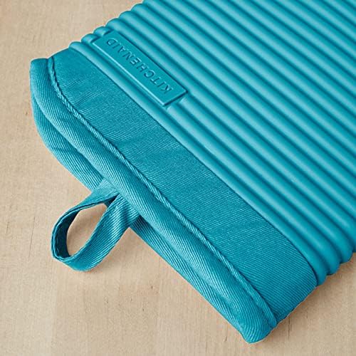 KITCHENAID Ribbed Soft Silicone Oven Mitt 2-Pack Set, Ocean Drive - Image 3