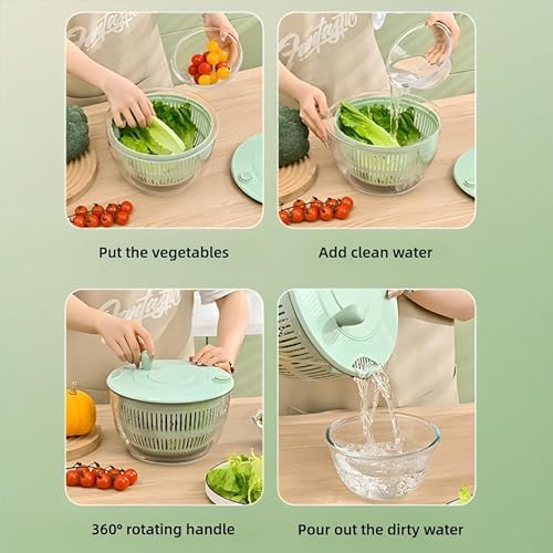Salad Spinner for Washing & Drying Vegetables and Fruits, Lettuce Spinner - Image 6