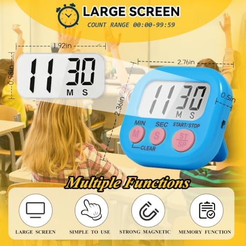 12 Pack Digital Kitchen Timers for Cooking, Loud Alarm Large LCD Display - Image 2