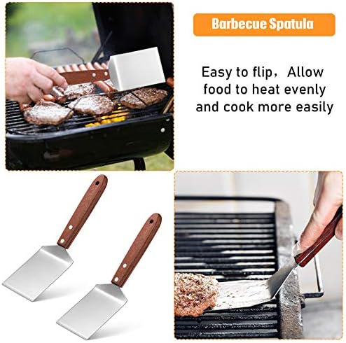 Newtay 2 Pcs Metal Small Spatula Wooden Handle Cookie Baking Scraper Turner - Image 5