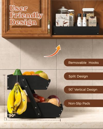 Sevenblue 2-Tier Bamboo Fruit Basket - Image 2