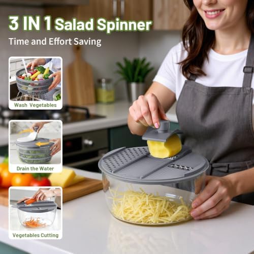 Salad Spinner, 5.3 QT Lettuce Spinner - Image 3