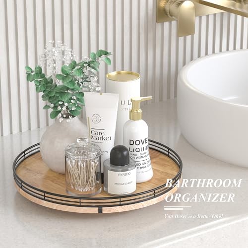 AMH 13-Inch Farmhouse Oak Lazy Susan Organizer - Image 5