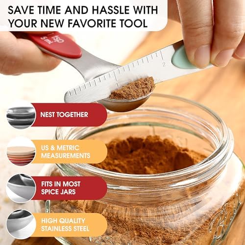 Spring Chef Stainless Steel 8 Magnetic Measuring Spoons Set, Desert Sunset - Image 5