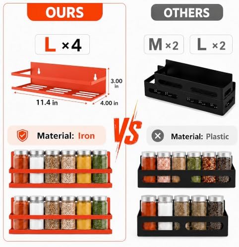 SMRCAD Magnetic Spice Rack 4-Pack – Heavy-Duty, Rust-Resistant - Image 2