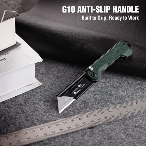 WORKPRO 3-Pack Folding Utility Knife, G10 Handle - Image 2