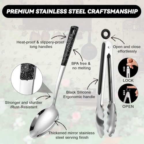 7 Pcs Stainless Steel Serving Spoon and Kitchen Cooking Utensils Set - Image 5