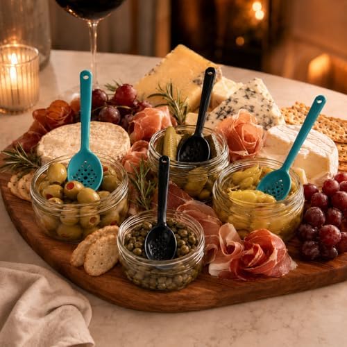 Olive and Pickle Spoon Set of 4, 7-Inch Small Slotted Serving Utensils - Image 5