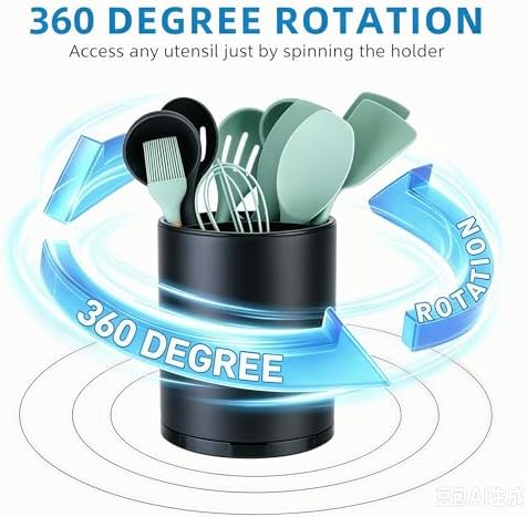 LIBODOUR Kitchen Utensil Holder, Extra Large 360°Rotating - Image 6